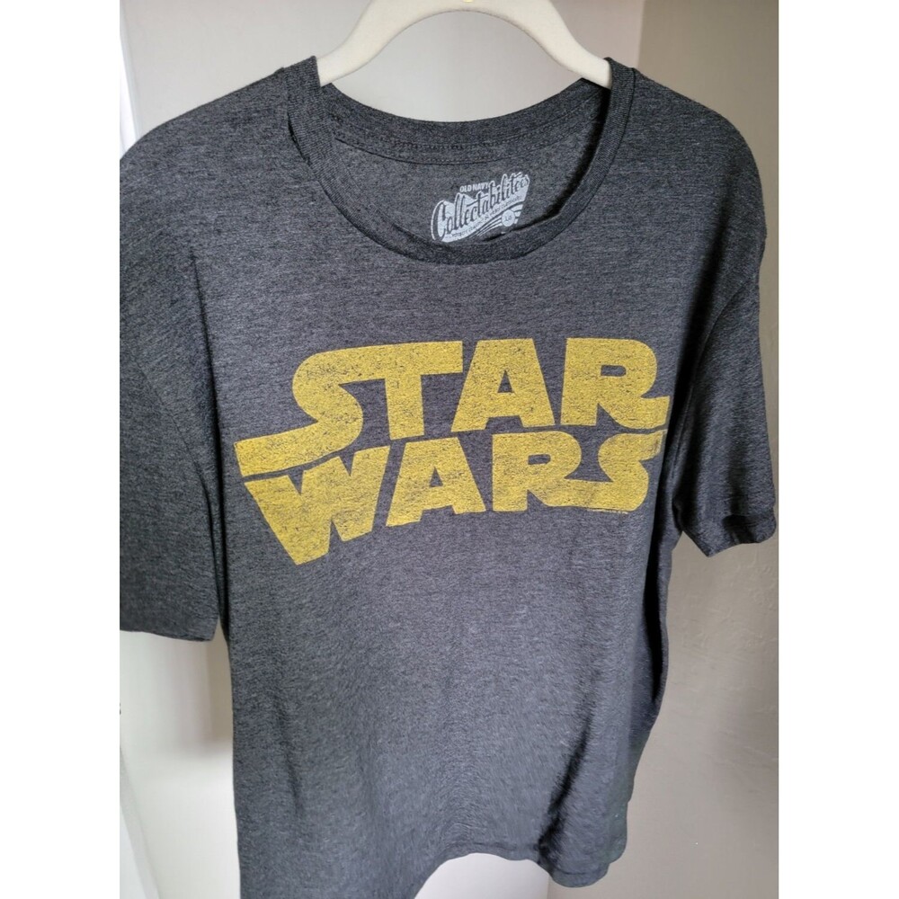 Star Wars Distressed Logo Graphic T Shirt Old Navy Heather Gray Mens L Licensed